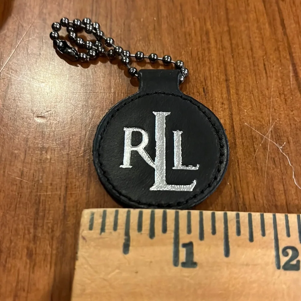 Ralph Lauren Leather hang tag Key Chain leather black silver